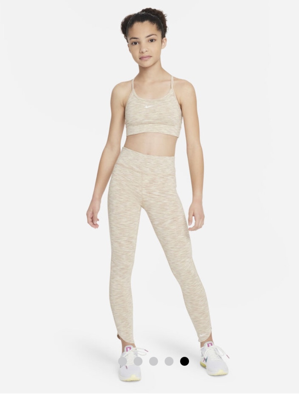 Nike Kids Tan Space-Dye Leggings with Subtle Swoosh